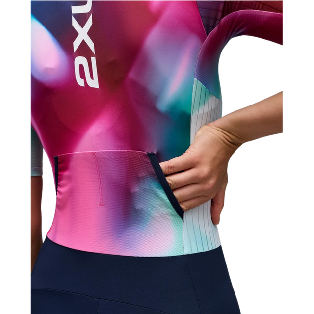 2XU - Womens Aero Sleeved Trisuit - Electric Rose/Midnight - Aid Station