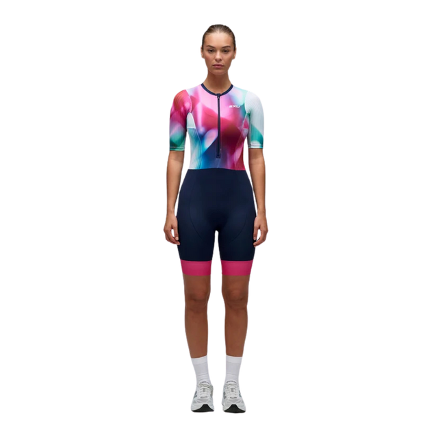 2XU - Womens Aero Sleeved Trisuit - Electric Rose/Midnight - Aid Station
