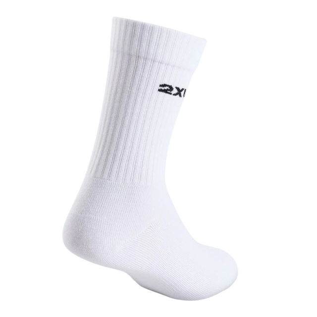 2XU - Cotton Crew Socks 3 Pack - White/Black (Single Back)