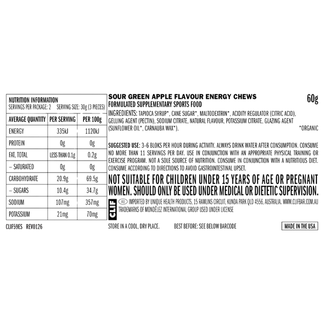 Clif Bar - Clif Bloks Energy Chews - Sour Green Apple