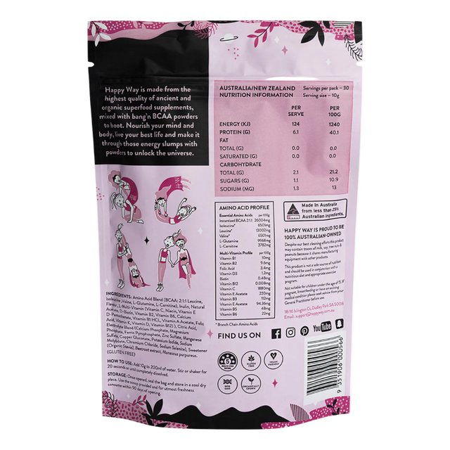 HappyWay - BCAA Powder 300g - Raspberry