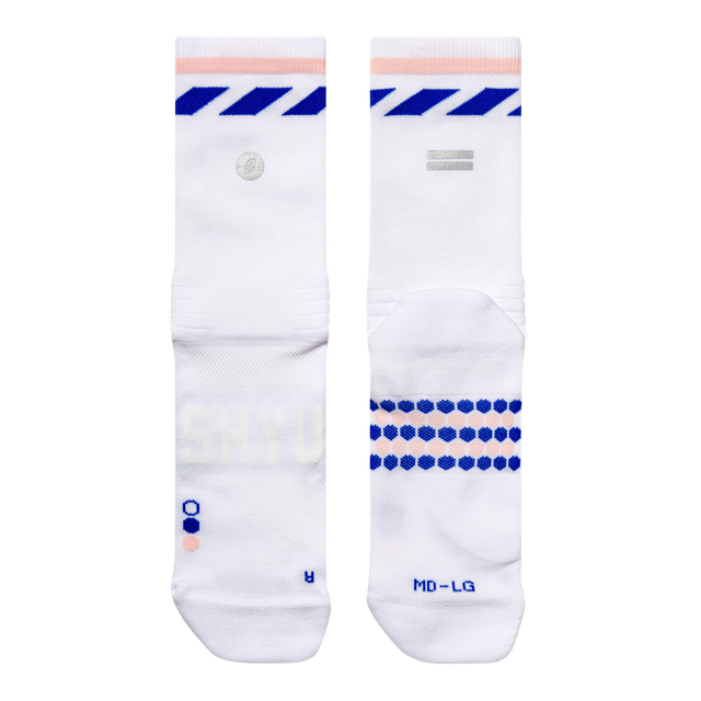 SHYU-Racing-Socks-white-sash-melon-flatlay
