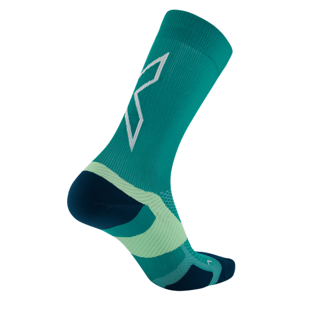 2XU - Vectr Light Cushion Crew Socks - Slate Green/Digital Mint