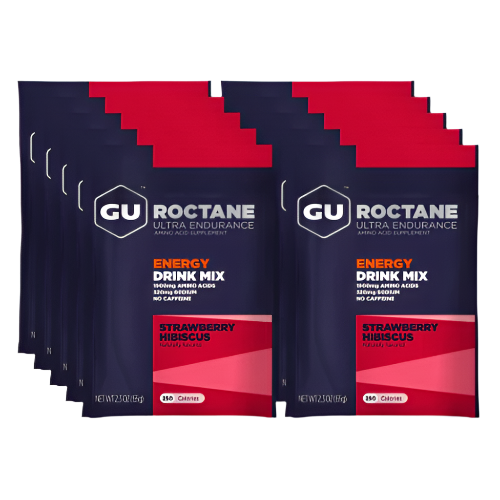 GU Energy - Roctane Energy Drink Mix Sachet - Strawberry Hibiscus (with caffeine) - Box of 10