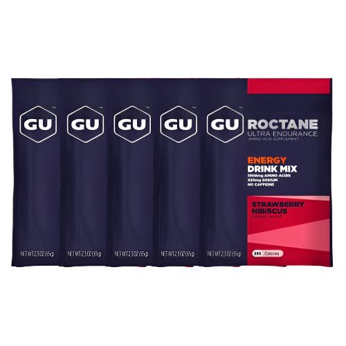 GU Energy - Roctane Energy Drink Mix Sachet - Strawberry Hibiscus (with caffeine) - 5 Pack