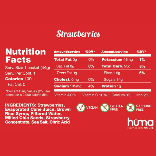 Huma Gel - Original - Strawberries - Nutrition Chart