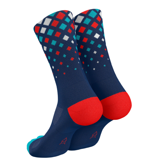 Incylence - Running Cystals Long Sock - Navy Cyan Inferno