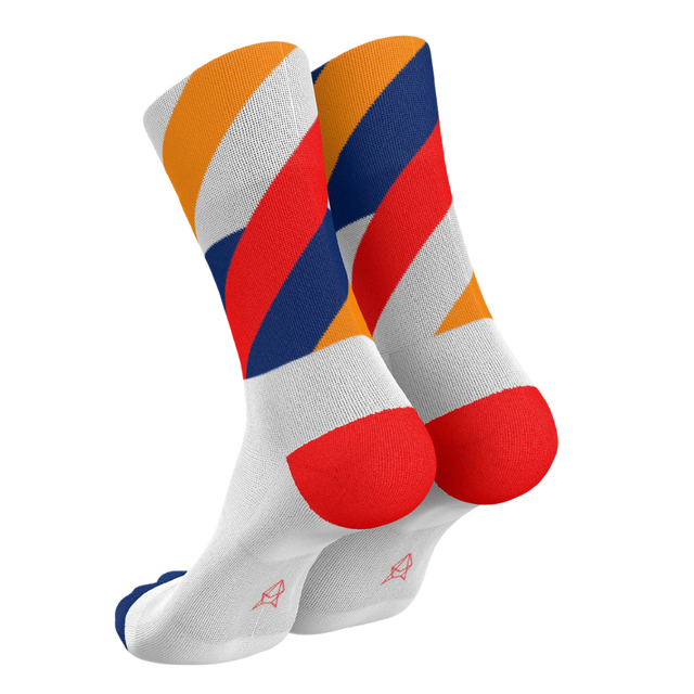Incylence - Running Loops Long Sock- White Orange Inferno