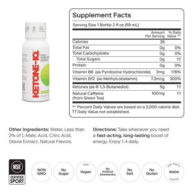 Ketone-IQ - Caffeine Shot - Green Apple