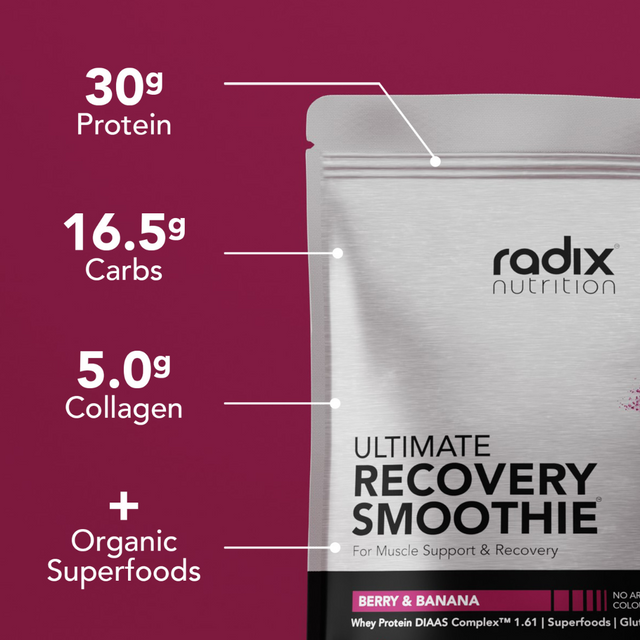 Radix Nutrition - Recovery Smoothie V2 Bag | Whey Based - Berry & Banana (1kg) - Info