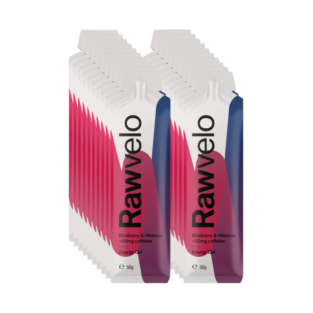 Rawvelo - Energy Gel -  Blueberry & Hibiscus (with caffeine) - Box of 20