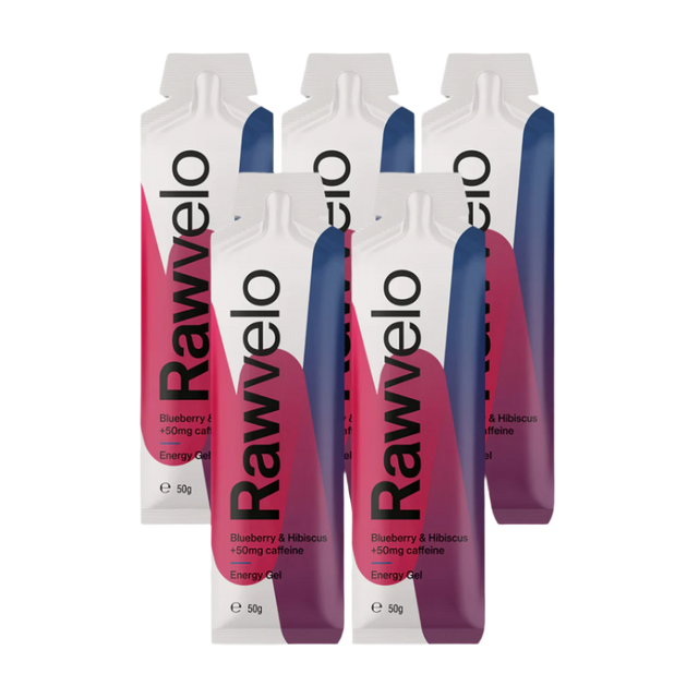 Rawvelo - Energy Gel -  Blueberry & Hibiscus (with caffeine) - 5 Pack