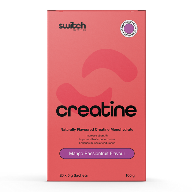 Switch Nutrition - Flavoured Creatine Sachets - Mango Passionfruit (Front)