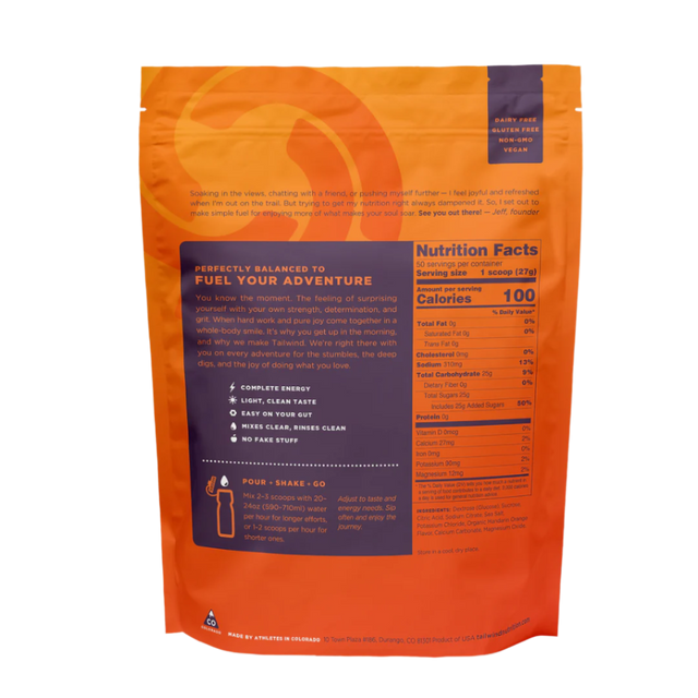 Tailwind Nutrition - Non-Caffeinated Endurance Fuel Bag - Mandarin (1350g) - Back