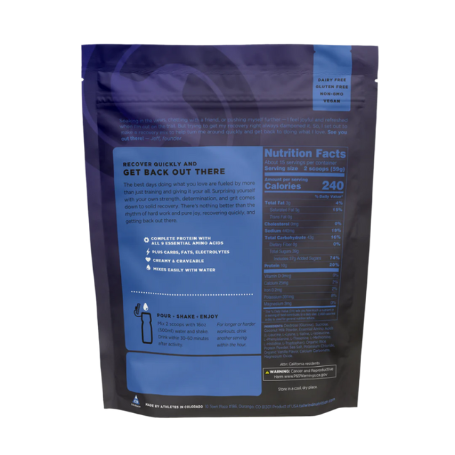 Tailwind Nutrition - Recovery Mix Bag - Vanilla (911g) - Back