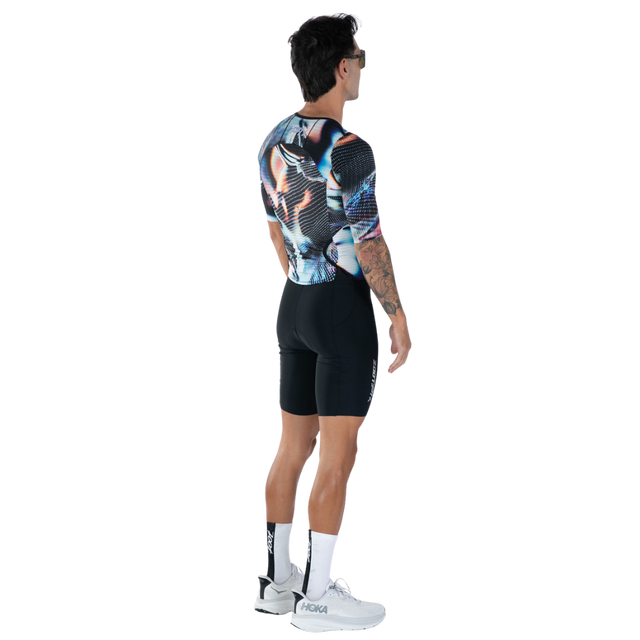 Zoot Men's Ultra Tri P1X Racesuit in Afterburn colourway - back right angle view