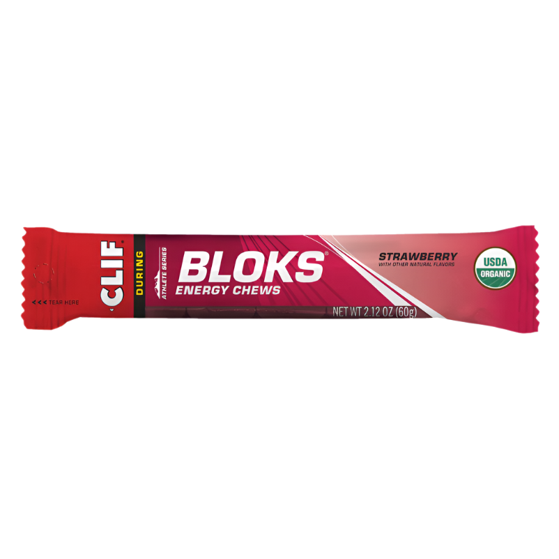 Clif Bar's Strawberry Bloks Energy Chews.