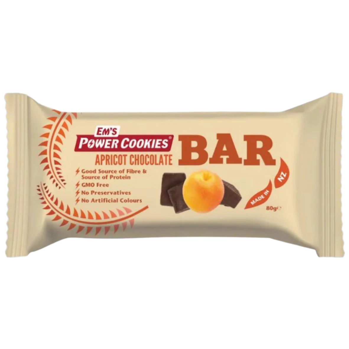 Em's Power Cookies - Energy Bars - Apricot Chocolate 80g