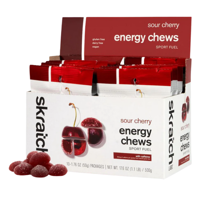 Skratch Labs - Sport Energy Chews - Sour Cherry (with caffeine) - Box of 10